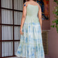 Women Tie-Dye printed cotton midi dress with embroidered yoke Hand painted