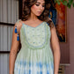 Women Tie-Dye printed cotton midi dress with embroidered yoke Hand painted