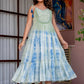 Women Tie-Dye printed cotton midi dress with embroidered yoke Hand painted