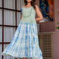 Women Tie-Dye printed cotton midi dress with embroidered yoke Hand painted