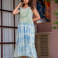 Women Tie-Dye printed cotton midi dress with embroidered yoke Hand painted