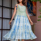 Women Tie-Dye printed cotton midi dress with embroidered yoke Hand painted