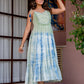 Women Tie-Dye printed cotton midi dress with embroidered yoke Hand painted