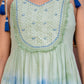 Women Tie-Dye printed cotton midi dress with embroidered yoke Hand painted