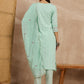 Women Cotton Kurti, straight pant with embroidered dupatta