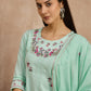 Women Cotton Kurti, straight pant with embroidered dupatta