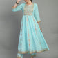 Women chikankari embroidered kurti with pant and dupatta set with mirror work