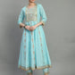 Women chikankari embroidered kurti with pant and dupatta set with mirror work