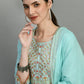Women chikankari embroidered kurti with pant and dupatta set with mirror work