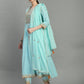 Women chikankari embroidered kurti with pant and dupatta set with mirror work