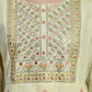 Women chikankari embroidered kurti with pant and dupatta set with mirror work