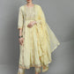 Women chikankari embroidered kurti with pant and dupatta set with mirror work