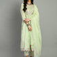 Women chikankari embroidered kurti with pant and dupatta set with gota patti works