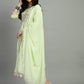Women chikankari embroidered kurti with pant and dupatta set with gota patti works