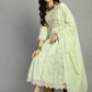 Women chikankari embroidered kurti with pant and dupatta set with gota patti works