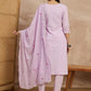 Women Cotton Kurti, straight pant with embroidered dupatta