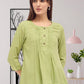 Women green pintuck pleated kurti top