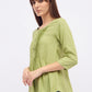 Women green pintuck pleated kurti top