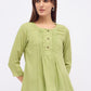 Women green pintuck pleated kurti top