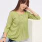 Women green pintuck pleated kurti top