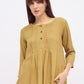 Women Olive green pintuck pleated kurti top