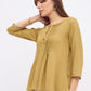 Women Olive green pintuck pleated kurti top