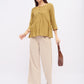 Women Olive green pintuck pleated kurti top