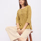 Women Olive green pintuck pleated kurti top