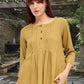 Women Olive green pintuck pleated kurti top
