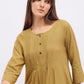 Women Olive green pintuck pleated kurti top