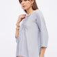 Women Gray Pintuck Pleated Cotton Top