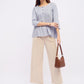 Women Gray Pintuck Pleated Cotton Top
