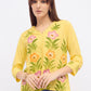 Women floral printed cotton Top with v-neck