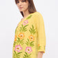 Women floral printed cotton Top with v-neck