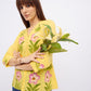 Women floral printed cotton Top with v-neck