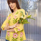 Women floral printed cotton Top with v-neck