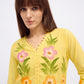 Women floral printed cotton Top with v-neck