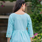 Women floral embroidered cotton top with lace up neck